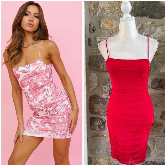 NWT Hello Molly TROPICAL HEAT MINI DRESS Red Large - Picture 1 of 12